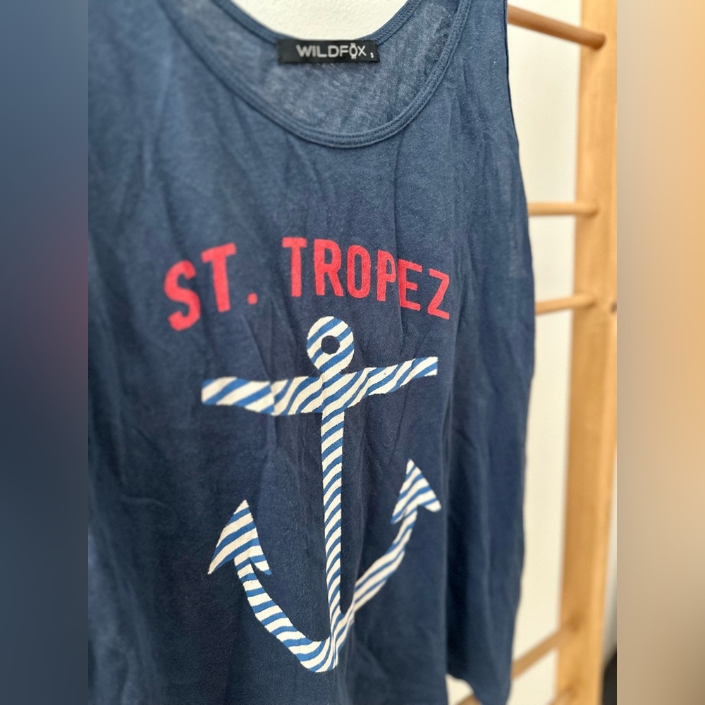 Wildfox St. Tropez Tank Top Nautical Beach Summer Vacay Cover up